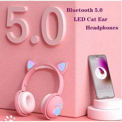 Bluetooth BK1 Gato LED Diadema inalambricos-Rosado - Tecnopromos