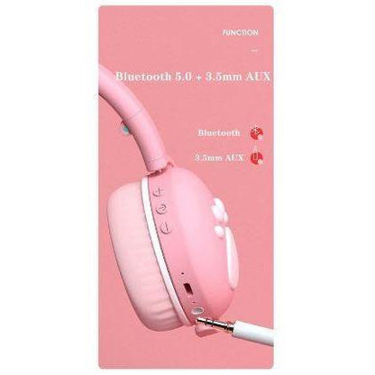 Bluetooth BK1 Gato LED Diadema inalambricos-Rosado - Tecnopromos